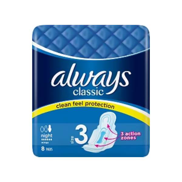 Нов-проект-12 Дамски превръзки Always Classic Night Pads 8бр - Image 1