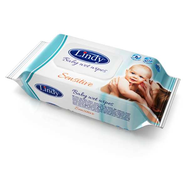 Нов-проект-6-4 Бебешки мокри кърпички Lindy Sensitive - С капак 64бр - Image 1